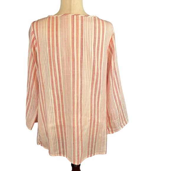 Soft Surroundings Salma Stripes Tunic Top Blouse Embroidered Tassels Medium - Picture 6 of 7
